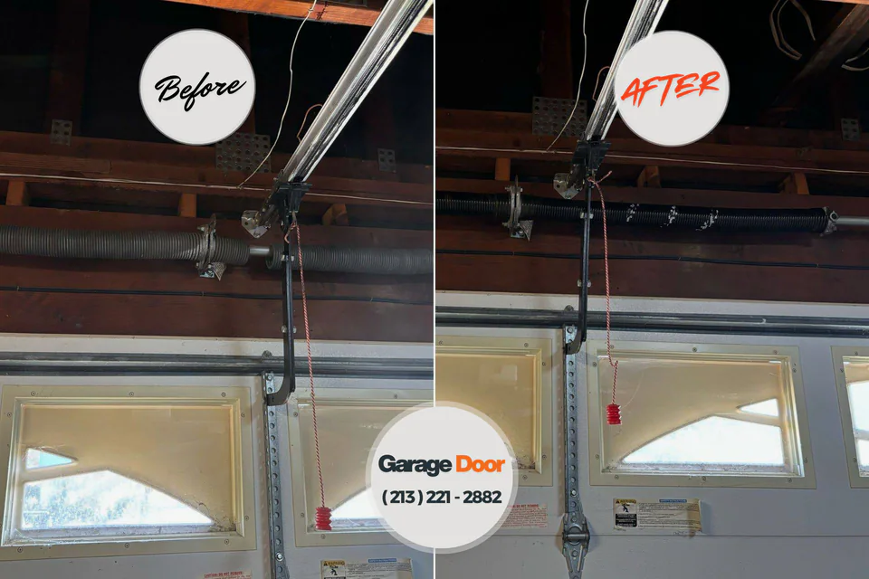 Before and after: garage door repair Kekoskee, WI